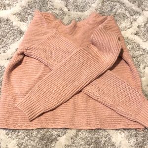 Super cute light pink open back sweater S